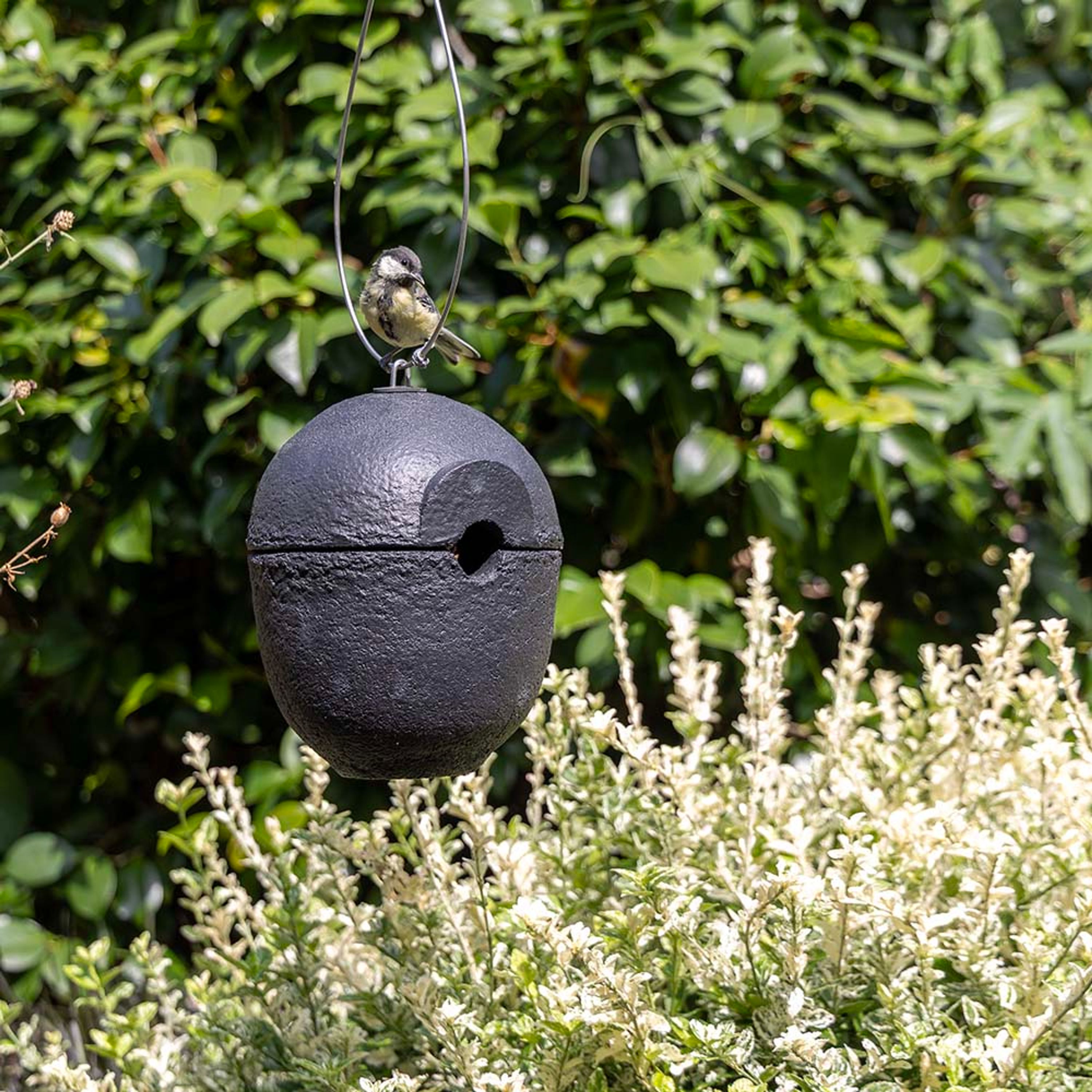 WoodStone-Nistkasten „Malaga“ 28 mm schwarz | Vogelhaus Holzbeton | CJ Wildlife